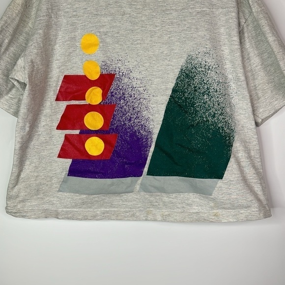 Vintage The Body Co. Abstract Neon Purple Green Short Sleeve Crop Top M/L 90s - Picture 3 of 12